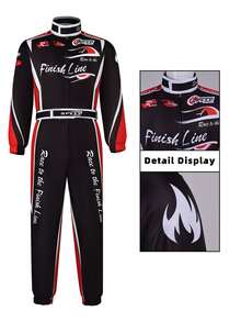 Black & Red Contrast Racing Theme Jumpsuit, Personalized Print Motorcycle Style Long Sleeve Set, Unisex Halloween Cosplay Racing Driver Costume, Zipper Waist Cinched Cuffed Performance Outfit, Carnival Theme Party Role Play Atmosphere Outfit - Multicolor - View 5