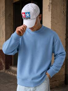FRACTYR Men's Basic Solid Color Turtleneck Sweater, Warm Layering Knit Pullover For Autumn/Winter - Baby Blue - View 1