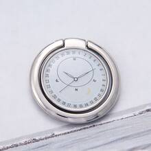 Electroplated Metal Round Desktop Phone Stand 360° Rotatable Drip Glue Ring Phone Holder Clock Pattern Slouchy Phone Stand For Watching Videos - Multicolor - View 10