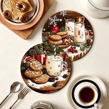 6/420pcs, Coasters, Christmas Theme Absorbent Coasters With Non-Slip Rubber Backing, American Vintage Gingerbread Snowflake Pattern, Suitable For Holiday Table Setting, Coffee Bar, Office, Study, Exquisite And Beautiful To Enhance Space Atmosphere, With Soft Rubber Non-Slip Backing Design, Party Table Coasters, Holiday Decoration Items, Home Small Gifts - XYBD60 - View 6