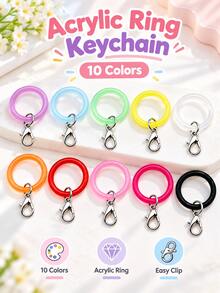 Vibrant Plastic Key Rings Easy Open Multi-Color Lightweight Lobster Clasp Key Chain, DIY Jewelry Making Bag Pendant Handmade Crafts, Detachable Key Chain Accessories, Holiday Handmade Craft Materials - Multicolor - View 2