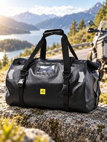 Vattentät motorcykel-bakväska 40L med stor kapacitet, dry bag för äventyrstouring, bagageväska för baksäte med handtag och remmar, för utomhusresa, motorcykelåkning, camping, vandring och självkörning, förvaringsväska för utrustning - A - Visa 11