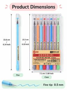 8 Colors Fine Tip Gel Pens Set, 0.5mm Full Needle Tip Quick-Dry Color Pens With Transparent Barrels, Cute Minimalist Journaling Pens For Students, Notes, School Supplies & Stationery - Multiple Options Available - View 6