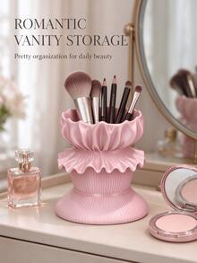 Christmas Nordic Style 3D Printed Transparent Pen Holder And Makeup Brush Storage Box - Portable Multi-Functional Desktop Organizer, Can Store Cosmetics, Perfect For Home Desktop Decor, Study Storage, Also An Excellent Birthday Gift For Women And Teenagers, Suitable For Bedroom, Office Or Travel Daily Use - Multicolor - View 3