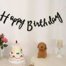 1pc Black Handwritten Happy Birthday Paper Banner, Simple Versatile Easy To Hang, Suitable For Birthday, Wedding, Valentine's Day, Back To School And Various Occasions, Practical Gift For Party And Home Decor - One Size Fits All - View 8