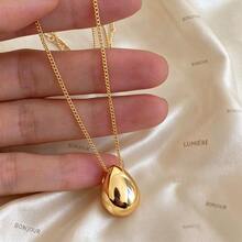 1 buah Kalung Panjang Liontin Tetesan Air, Gaya Minimalis, Cocok untuk Pemakaian Sehari-hari, Mewah, Sederhana, Serbaguna, Elegan, Aksesori Unisex - Emas - View 1