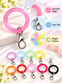 Vibrant Plastic Key Rings Easy Open Multi-Color Lightweight Lobster Clasp Key Chain, DIY Jewelry Making Bag Pendant Handmade Crafts, Detachable Key Chain Accessories, Holiday Handmade Craft Materials - Multicolor - View 5