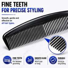 6pcs Pocket Comb Set, Beard And Mustache Comb, Unisex, Fine-Tooth Styling Comb, Suitable For Travel, Handbag, Wallet, Barber, Sideburns, Beard And Daily Grooming - Black - View 3