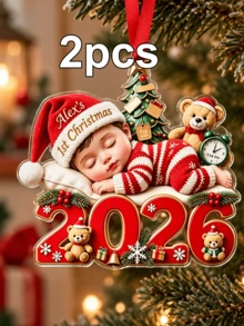 Custom Festive 2026 Number Ornament, Personalized Christmas Tree Decor, Customized Name Party Keepsake, Customizable Holiday Gift, Christmas Ornament - Multicolor - View 7
