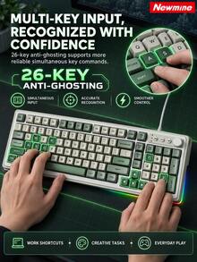 Newmine BK212 Wired Business Keyboard Full-Size Silent Keyboard USB Plug And Play Spill-Resistant Keyboard Universal Desktop Laptop Office Typing Keyboard Home Coding Keyboard Sky Blue, Cream Multi-Color - View 5