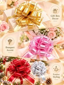 20/6/1pc 6 Inch Pull Bows For Xmas Gift Wrapping,Gold Christmas Gift Wrap Bows, Multicolor Wrap Accessory, For Gift Baskets, Present, Holiday, Valentine, Wedding Party Decor - Multicolor - View 6