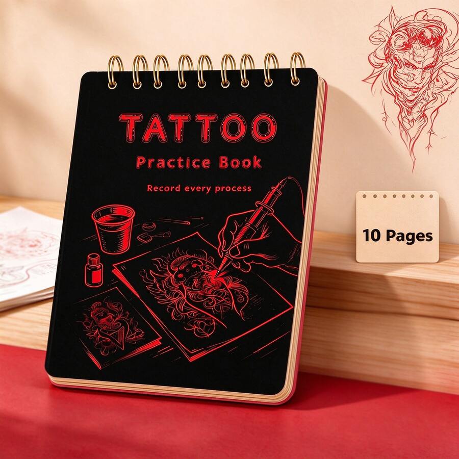 Tattoo Practice Skin Book A5 10 Sheets 1mm Thick Double-Sided Blank Silicone Simulation Skin, Professional Tattoo Training Skin, Suitable For Tattoo Machine Practice, Beginner Tattoo Supplies - Multicolor - View 1