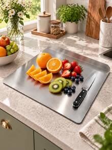 Kitchen Cutting Board, Metal Chopping Board With Rim, Suitable For Meat, Fruit, Vegetables, Bread And Baking - View 15
