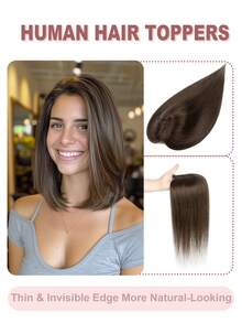 Invisible Clip-In Hair Topper With Bangs, Multi-Clip Secure Fit, Suitable For Thinning Hair And Crown Coverage, Lightweight Seamless Volumizing Hair Extension, Natural Style Hair Piece, Essential For Weddings, Parties, Concerts, Travel, Holidays And Self-Care - Multicolor - View 2