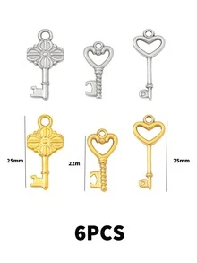 Stainless Steel Heart Padlock & Key Charms, Gold Tone Vintage Love Lock Key Pendants, DIY Jewelry Making Supplies For Bracelet Necklace Earring Craft - Lock - View 16