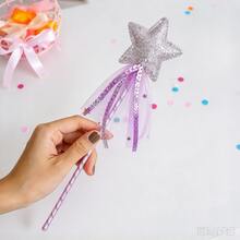 1pc/4pcs/8pcs Purple PVC Sequin Star Fairy Wand, Party Performance Prop, Princess Cosplay Magic Wand, Photography Accessory, Halloween - Multicolor - View 1