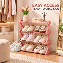 1pc 4-Tier Shoe Rack, Space-Saving Multi-Layer Shoe Rack, Compact Open Storage Rack For Sneakers, Slippers And Daily Footwear, Suitable For Entryway, Bedroom, Closet, Dorm And Apartment Storage, Easy Access Home Storage Rack, Suitable For Spring, Summer, Autumn, Winter Small Space Storage Solution, Housewarming And Holiday Home Storage - View 4