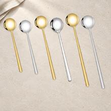 4pcs Stainless Steel Dessert Spoons, Compact Long Handle Round Head Design, 3 Sizes Available, Can Stir Coffee Milk Tea, Scoop Pudding Jelly Yogurt, Elegant Tableware For Afternoon Tea - View 3