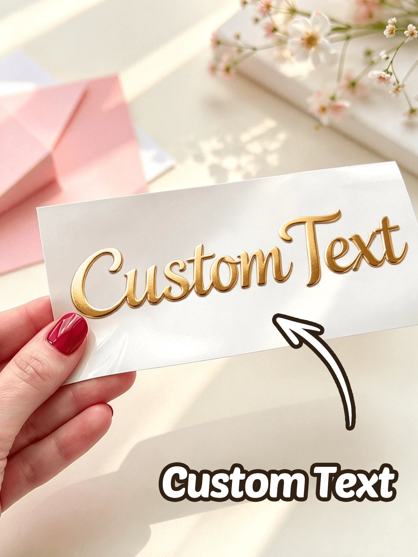 1/3/10pcs Customizable UV Text Transfer Stickers, Personalized Text Decals, Exclusive Copy Custom Decorative Stickers, Transparent Background Text Stickers, DIY Surface Decoration Transfer Stickers. Suitable For Glass Cups, Ceramic Mugs, Sealed Jars And Other Flat Surfaces, Can Be Used For Gift Making, Home Decor, Personal Item Decoration, Holiday Arrangements And Handmade DIY, Incorporating Exclusive Text Into Different Item Surfaces - Multicolor 1 - View 1