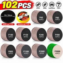 102pcs 2-Inch Rotary Tool Polishing & Grinding Set, Hook & Loop Wet/Dry Sanding Discs With Foam Backing Pad, Backing Plate & Multi-Grit Silicon Carbide Sandpaper, Suitable For Electric Drill, Grinder, Metal, Wood, Glass & Car Detailing - Black - View 7