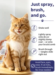 GJYC PET Cat Detangling Spray For Long Hair Cats – Keratin Leave-In Conditioner Softens & Prevents Tangles – Dematting Spray For Matted Fur, Gentle No-Rinse Formula, 3.38 Fl Oz - one-size - View 5