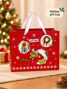 The Grinch Set Pembungkus Kado Natal, Tas Kado Liburan dengan Pegangan Tali, Tersedia Gaya Merah dan Hijau, Termasuk Kertas Pembungkus, Kartu Ucapan dengan Amplop dan Stiker, Perlengkapan Pengemasan Kado untuk Hadiah, Permen, Camilan, dan Suvenir Pesta. - J-Beraneka Warna - View 10