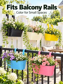 1pc Metal Bucket Planter - Vintage Wall-Mounted Flower Pot, Suitable For Balcony, Garden Decor, Indoor And Outdoor Use - Oval Planter - View 2