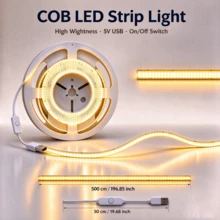 High Brightness COB LED Strip Light, Flexible LED Light Bar, USB Powered, With Button Switch, TV Background Decoration Light, Easy Installation, Suitable For TV Background, Bedroom, Living Room, Hallway, Kitchen, DIY Decoration - White - View 11