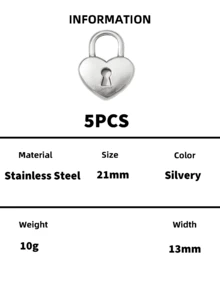 Stainless Steel Heart Padlock & Key Charms, Gold Tone Vintage Love Lock Key Pendants, DIY Jewelry Making Supplies For Bracelet Necklace Earring Craft - Lock - View 6