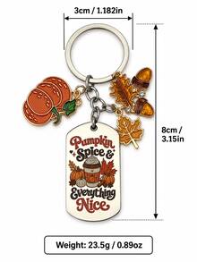 Pumpkin Spice Keychain Maple Leaf Acorn Pumpkin Charm Fall Key Ring Autumn Gift - Multicolor - View 4