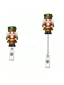 2D 平面聖誕胡桃鉗識別證套 - 可伸縮識別證夾，適用於護理師、醫學生、教師和辦公室職員 - PMMA 壓克力材質職場識別證夾 | 卡通聖誕士兵設計 | 節日護理師配件 | 聖誕季節、返校、教師禮物、同事禮物 - 彩色 - 查看 7