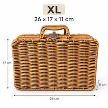 1pc Woven Handbag Cosmetic Storage Box, Wedding Gift Box, Bridesmaid Gift Box, Rattan Storage Basket, Travel Camping Photo Prop, Autumn Home Decor, Christmas Home Decor - Brown - View 12