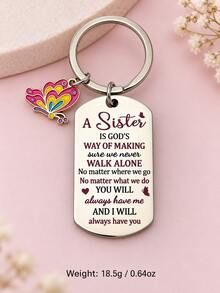 Sister Keychain Colorful Butterfly Charm God's Way Quote Key Ring Sister Gift - Multicolor - View 3