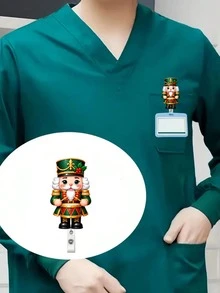 2D 平面聖誕胡桃鉗識別證套 - 可伸縮識別證夾，適用於護理師、醫學生、教師和辦公室職員 - PMMA 壓克力材質職場識別證夾 | 卡通聖誕士兵設計 | 節日護理師配件 | 聖誕季節、返校、教師禮物、同事禮物 - 彩色 - 查看 6