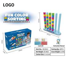 1 pieza - Juego de Desafío de Apilamiento de Colores - Rompecabezas Educativo de Lógica y Clasificación de Colores con Tarjetas, Acertijo Mental Divertido para Niños de 3+, Actividad de Aprendizaje Preescolar y Vínculo Familiar - Multicolor - Ver 8