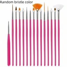 Rose Red 15pcs Eye Brush Set, Without Storage Bag, Suitable For Party, Home Or Travel Use - Hot Pink - View 6