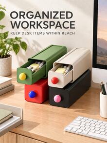 1pc Colorful Rectangular Desktop Storage Drawer Organizer, Smooth Sliding Compartments, Can Store Socks, Underwear, Cosmetics, Stationery And Accessories, Stackable Bedroom Storage Box, Suitable For Dorm, Closet, Office And Bathroom, Christmas Winter Home Storage - Multicolor - View 6