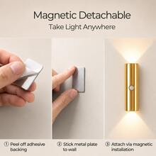 Minimalist Creative Night Light, LED Wall Lamp With Sensor, Rechargeable Stair Light, Magnetic Mount Motion Sensor Light With Auto On/Off, Suitable For Stairs, Cabinets, Rooms, Night Lighting, Halloween Decoration - Multicolor - View 3
