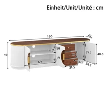 Luxury-Style TV Cabinet, Lowboard, Brown Glass, MDF Body, Aluminum Handles, Rounded Edges, Vertical Ribbed Design - White - View 2