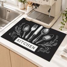 (Hot !!) 1pc 2D Tableware Pattern Flat Stove Protector Mat And Non-Slip Heat-Resistant Rubber Stove Cover Pad Suitable For Induction Cooktop, Glass Stove And Multi-Function Anti-Scratch Mat, Also Can Be Used As Oven, Washing Machine, Dryer And Kitchen Decor Best Choice. - Multicolor - View 2