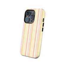 Minimalist Pink Vertical Striped Pattern Fashion Soft Striped Phone Case, Retro Aesthetic Yellow & Pink Minimalist Style, Compatible With IPhone 17 16 15 14 13 12 11 Pro Max Pastel - Multicolor - View 4