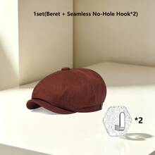 1pc Men's Solid Color Newsboy Cap, Casual Outdoor Hat, Fashionable Beret, Suitable For Spring/Autumn Travel, Beach, Party - Multicolor - View 19
