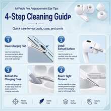 4 Pairs Replacement Ear Tips Compatible With Airpods Pro 2nd/1st (White/Black) Built-In Dust Guard Screen,Silicone,With Portable Storage Box & Cleaner Pen,4 Size (XS/S/M/L) - View 8