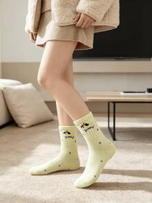 1/5 Pairs All-Season Macaron Cute Animal Pattern Contrast Color Comfortable Versatile Mid-Calf Socks - Multicolor - View 4