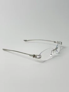 Women's Oval Rimless Metal Leg Fashion Glasses, Suitable For Daily Wear, Shopping, Photography, Y2KFest Music Festivals, And Other Occasions. - Clear - View 4