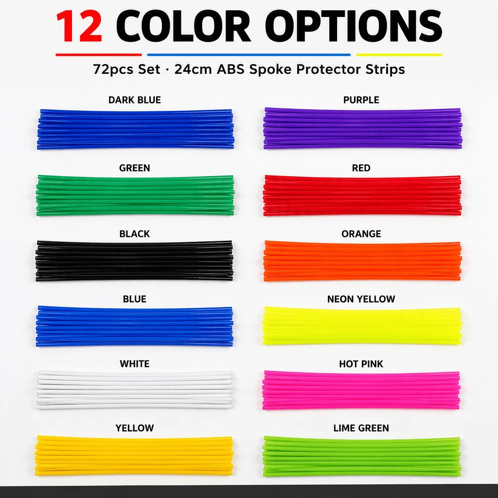 Colorful Plastic Spoke Covers (24cm), Off-Road Motorcycle Modification Parts, Universal Steel Wire Protective Sleeves, Anti-Impact, Anti-Scratch Decorative Covers, Suitable For Motorcycles, Bicycles, Off-Road Vehicles And Off-Road Motorcycle Reflective Wheel Hub Covers