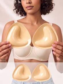 Double-Sided Adhesive Breast Pads, Instant Lift & Push-Up Bikini Inserts, Seamless Thickened Waterproof Sports Bikini Pads - Apricot - View 1