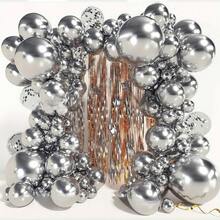 129Pcs Metallic Silver Balloon Garland Kit, 18/10/5 Inch Multi-Size Latex Balloons With Foil Confetti Balloons, For Birthday, Graduation, Wedding, Holiday & Easter Party Decorations - Multicolor - View 4