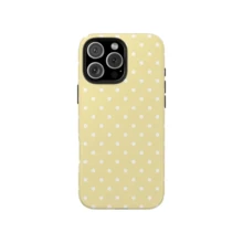 Cute White Polka Dot Fashion Yellow & White Polka Dot Phone Case, Aesthetic Accessory Compatible With IPhone 17, 16, 15, 14, 13, 12, 11 Pro Max Spring - Yellow - View 5