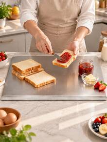 Kitchen Cutting Board, Metal Chopping Board With Rim, Suitable For Meat, Fruit, Vegetables, Bread And Baking - View 13